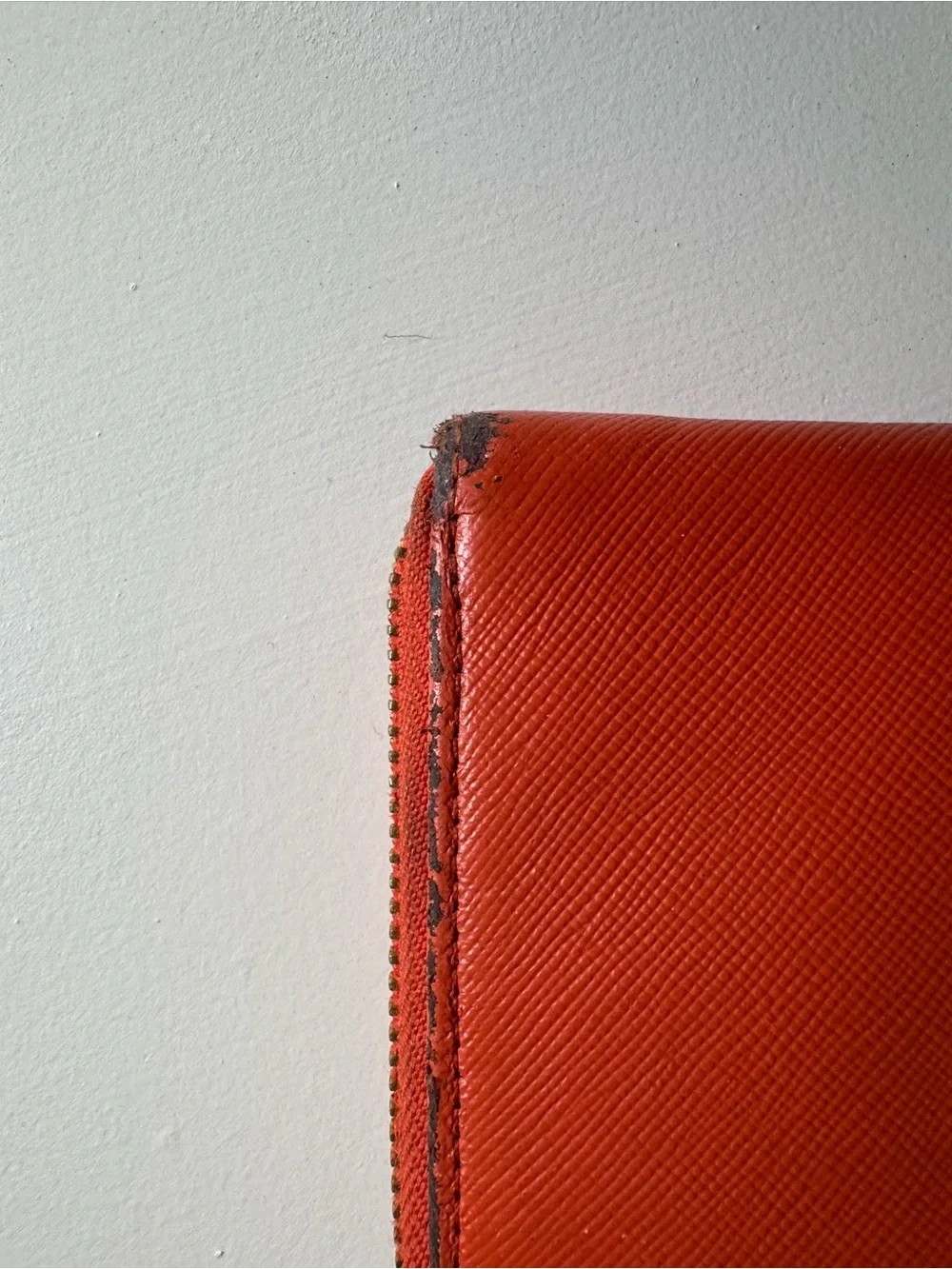 Tory Burch Coral-Orange Zip Wallet with Gold Logo
